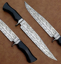 Load image into Gallery viewer, Custom Made Damascus Steel Hunting Bowie Knife With Leather Sheath A-114 - Arham Cutlery
