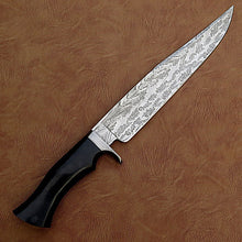 Load image into Gallery viewer, Custom Made Damascus Steel Hunting Bowie Knife With Leather Sheath A-114 - Arham Cutlery
