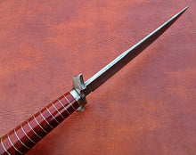 Load image into Gallery viewer, Custom Made Damascus Steel Hunting Bowie Knife With Leather Sheath A-115 - Arham Cutlery
