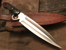 Load image into Gallery viewer, Custom Made D2 Steel Hunting Bowie Knife With Leather Sheath A-117 - Arham Cutlery
