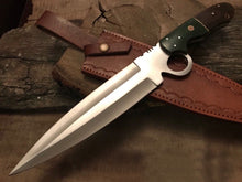 Cargar imagen en el visor de la galería, Custom Made D2 Steel Hunting Bowie Knife With Leather Sheath A-117 - Arham Cutlery
