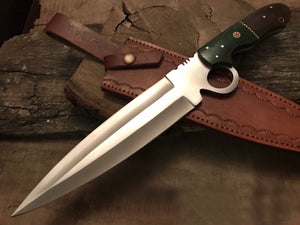 Custom Made D2 Steel Hunting Bowie Knife With Leather Sheath A-117 - Arham Cutlery