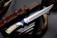 Load image into Gallery viewer, Custom Made D2 Steel Hunting Bowie Knife With Leather Sheath A-118 - Arham Cutlery
