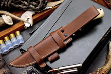 Cargar imagen en el visor de la galería, Custom Made D2 Steel Hunting Bowie Knife With Leather Sheath A-118 - Arham Cutlery
