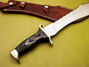 Custom Made D2 Steel Hunting Bowie Knife With Leather Sheath A-119 - Arham Cutlery