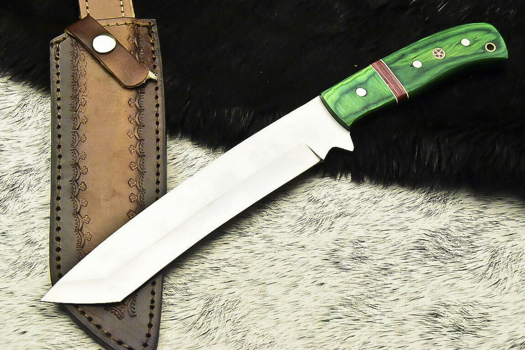 Custom Made D2 Steel Hunting Tanto Knife With Leather Sheath A-120 - Arham Cutlery