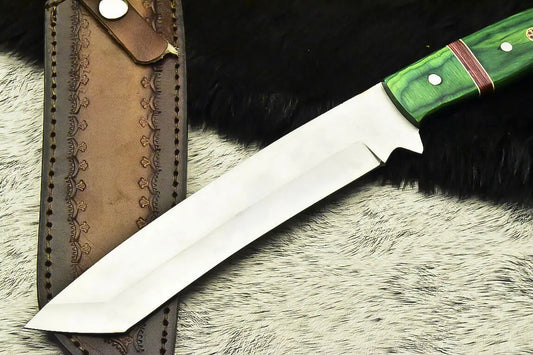 Custom Made D2 Steel Hunting Tanto Knife With Leather Sheath A-120 - Arham Cutlery