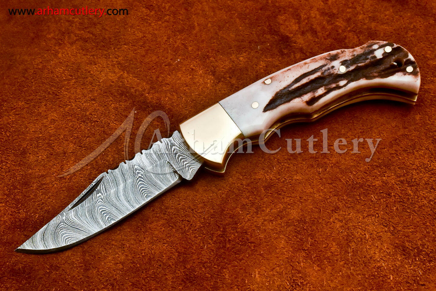 Custom Handmade Damascus Steel Blade, Back Lock, Folding Knife by Arham Cutlery | A-19 - Arham Cutlery