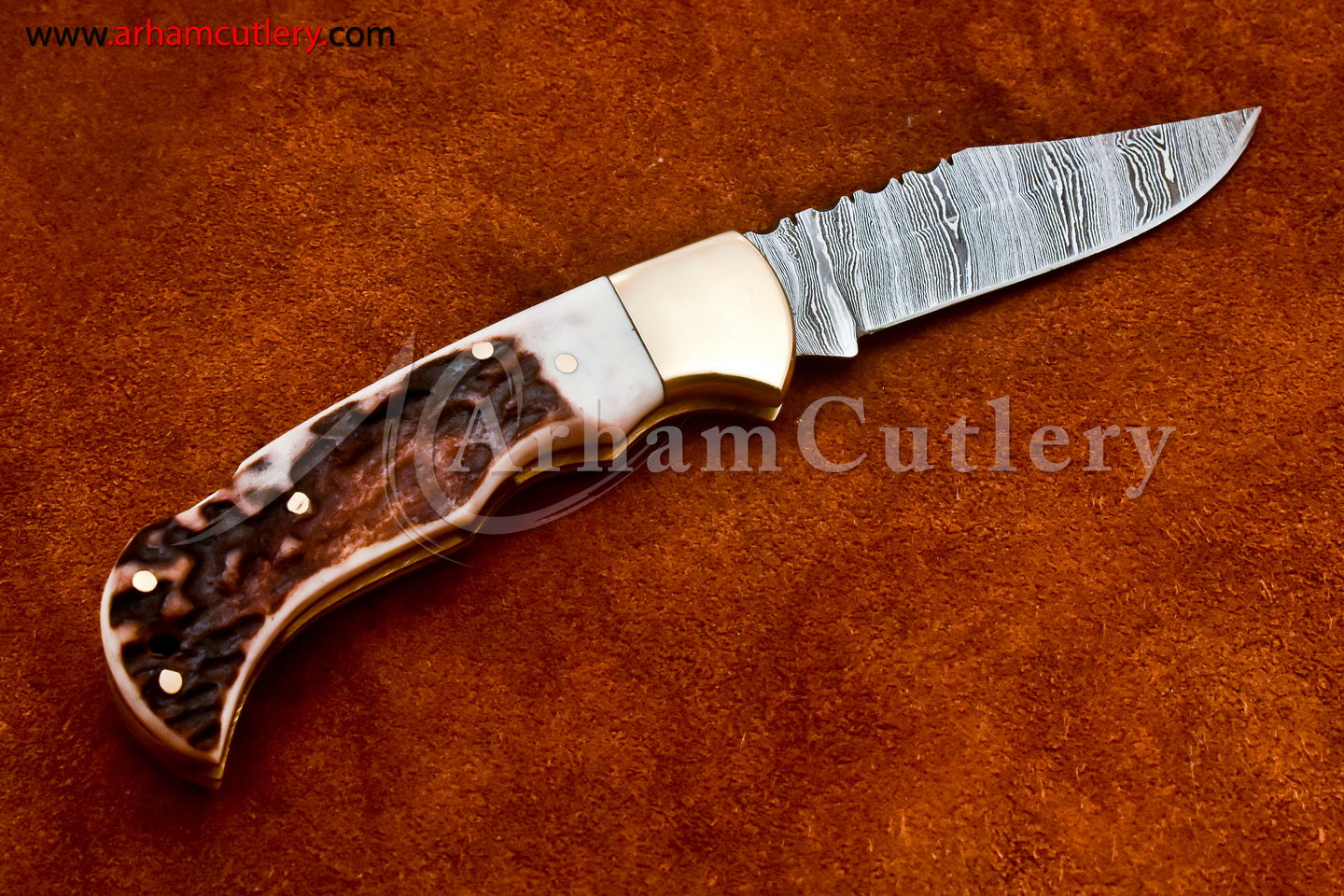 Custom Handmade Damascus Steel Blade, Back Lock, Folding Knife by Arham Cutlery | A-19 - Arham Cutlery