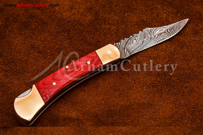 Custom Handmade Damascus Steel Blade, Back Lock, Folding Knife by Arham Cutlery | A-51 - Arham Cutlery