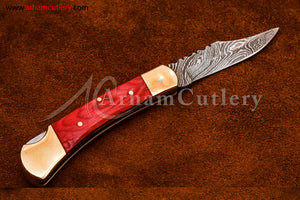 Custom Handmade Damascus Steel Blade, Back Lock, Folding Knife by Arham Cutlery | A-51 - Arham Cutlery