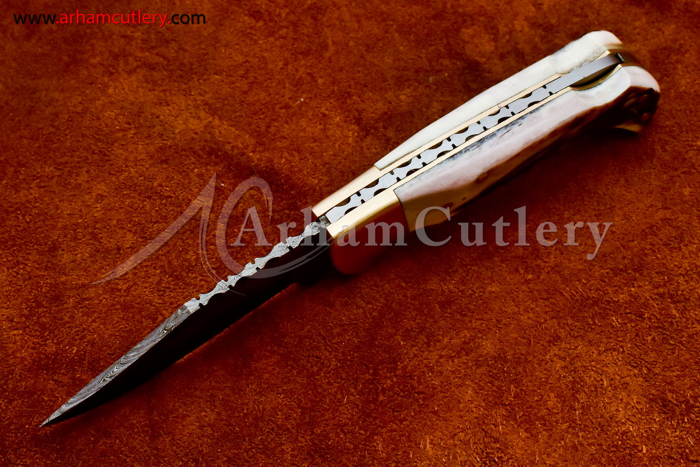 Custom Handmade Damascus Steel Blade, Back Lock, Folding Knife by Arham Cutlery | A-19 - Arham Cutlery