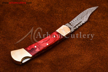 Cargar imagen en el visor de la galería, Custom Handmade Damascus Steel Blade, Back Lock, Folding Knife by Arham Cutlery | A-51 - Arham Cutlery
