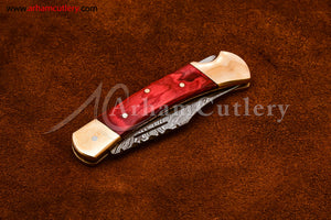 Custom Handmade Damascus Steel Blade, Back Lock, Folding Knife by Arham Cutlery | A-51 - Arham Cutlery