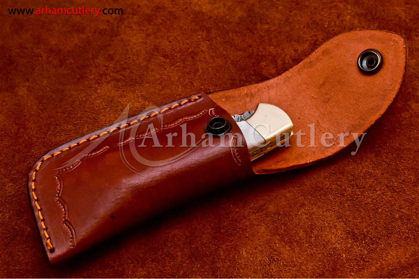 Custom Handmade Damascus Steel Blade, Back Lock, Folding Knife by Arham Cutlery | A-19 - Arham Cutlery