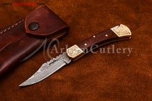 Cargar imagen en el visor de la galería, Custom Handmade Damascus Steel Blade, Back Lock, Folding Knife by Arham Cutlery | A-56 - Arham Cutlery
