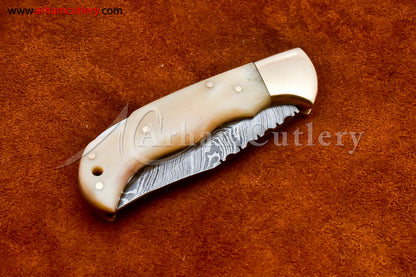 Custom Handmade Damascus Steel Blade, Back Lock, Folding Knife by Arham Cutlery | A-24 - Arham Cutlery