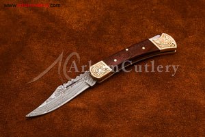 Custom Handmade Damascus Steel Blade, Back Lock, Folding Knife by Arham Cutlery | A-56 - Arham Cutlery