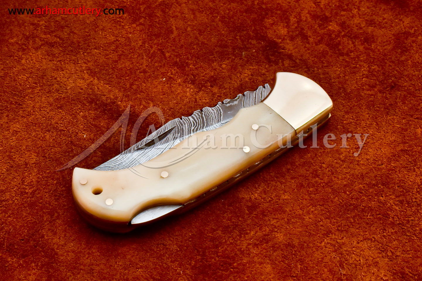 Custom Handmade Damascus Steel Blade, Back Lock, Folding Knife by Arham Cutlery | A-24 - Arham Cutlery