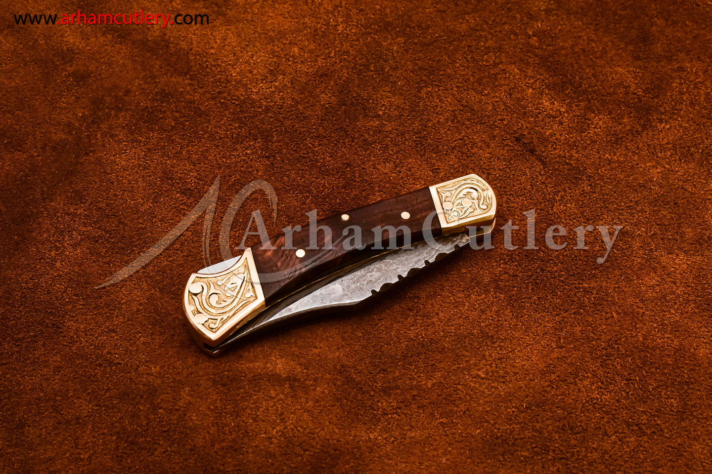 Custom Handmade Damascus Steel Blade, Back Lock, Folding Knife by Arham Cutlery | A-56 - Arham Cutlery