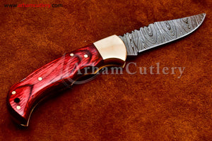 Custom Handmade Damascus Steel Blade, Back Lock, Folding Knife by Arham Cutlery | A-09 - Arham Cutlery