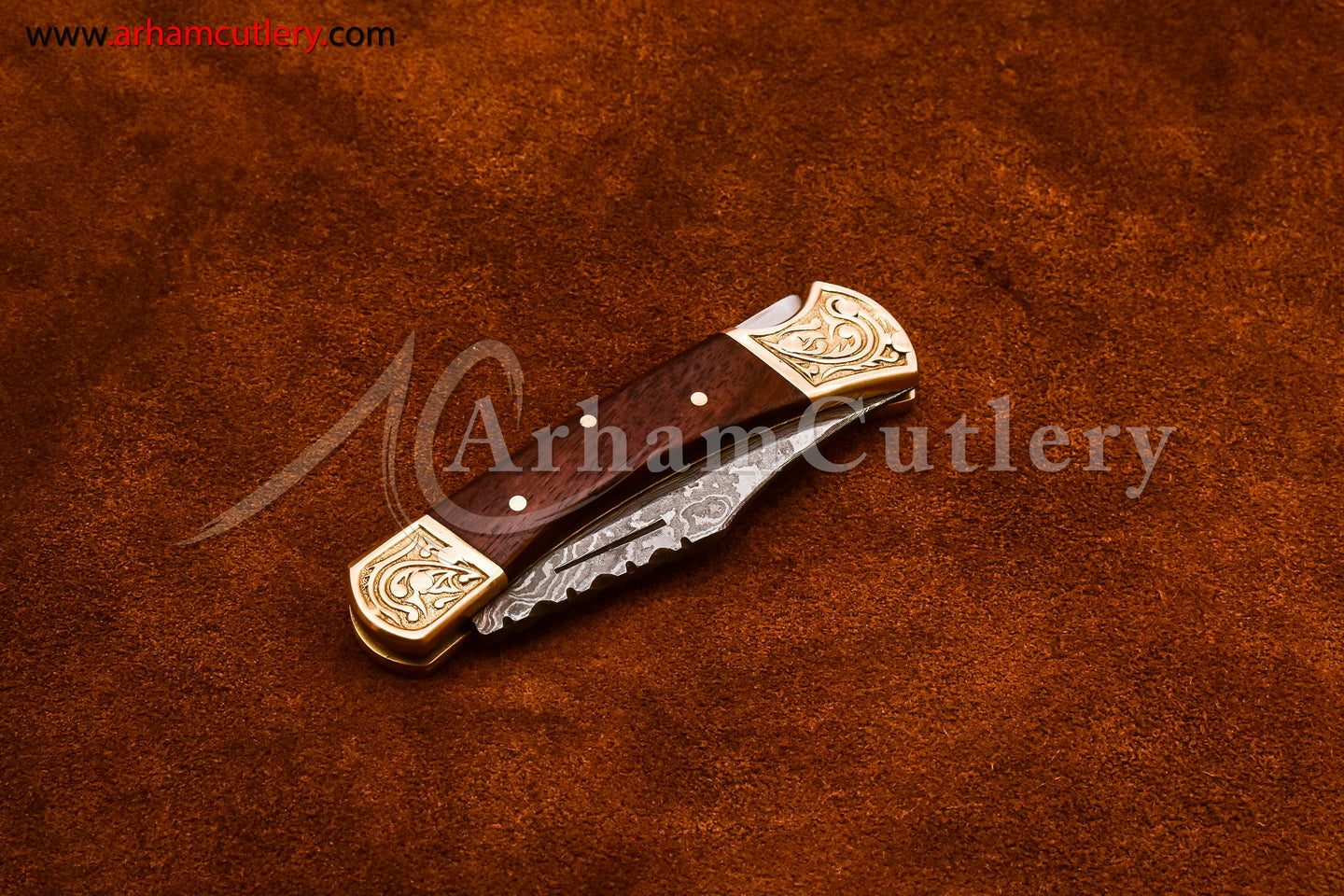 Custom Handmade Damascus Steel Blade, Back Lock, Folding Knife by Arham Cutlery | A-56 - Arham Cutlery