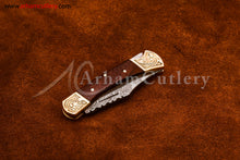 Cargar imagen en el visor de la galería, Custom Handmade Damascus Steel Blade, Back Lock, Folding Knife by Arham Cutlery | A-56 - Arham Cutlery
