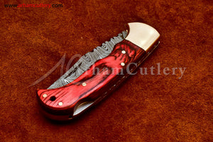 Custom Handmade Damascus Steel Blade, Back Lock, Folding Knife by Arham Cutlery | A-09 - Arham Cutlery