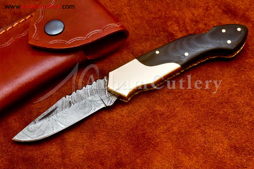 Custom Handmade Damascus Steel Blade, Back Lock, Folding Knife by Arham Cutlery | A-17 - Arham Cutlery