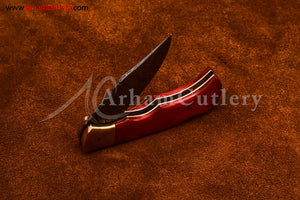 Custom Handmade Damascus Steel Blade, Back Lock, Folding Knife by Arham Cutlery | A-66 - Arham Cutlery