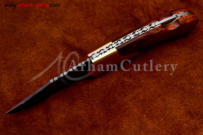 Custom Handmade Damascus Steel Blade, Back Lock, Folding Knife by Arham Cutlery | A-27 - Arham Cutlery