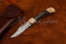 Cargar imagen en el visor de la galería, Custom Handmade Damascus Steel Blade, Back Lock, Folding Knife by Arham Cutlery | A-61 - Arham Cutlery

