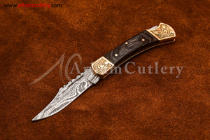 Custom Handmade Damascus Steel Blade, Back Lock, Folding Knife by Arham Cutlery | A-61 - Arham Cutlery