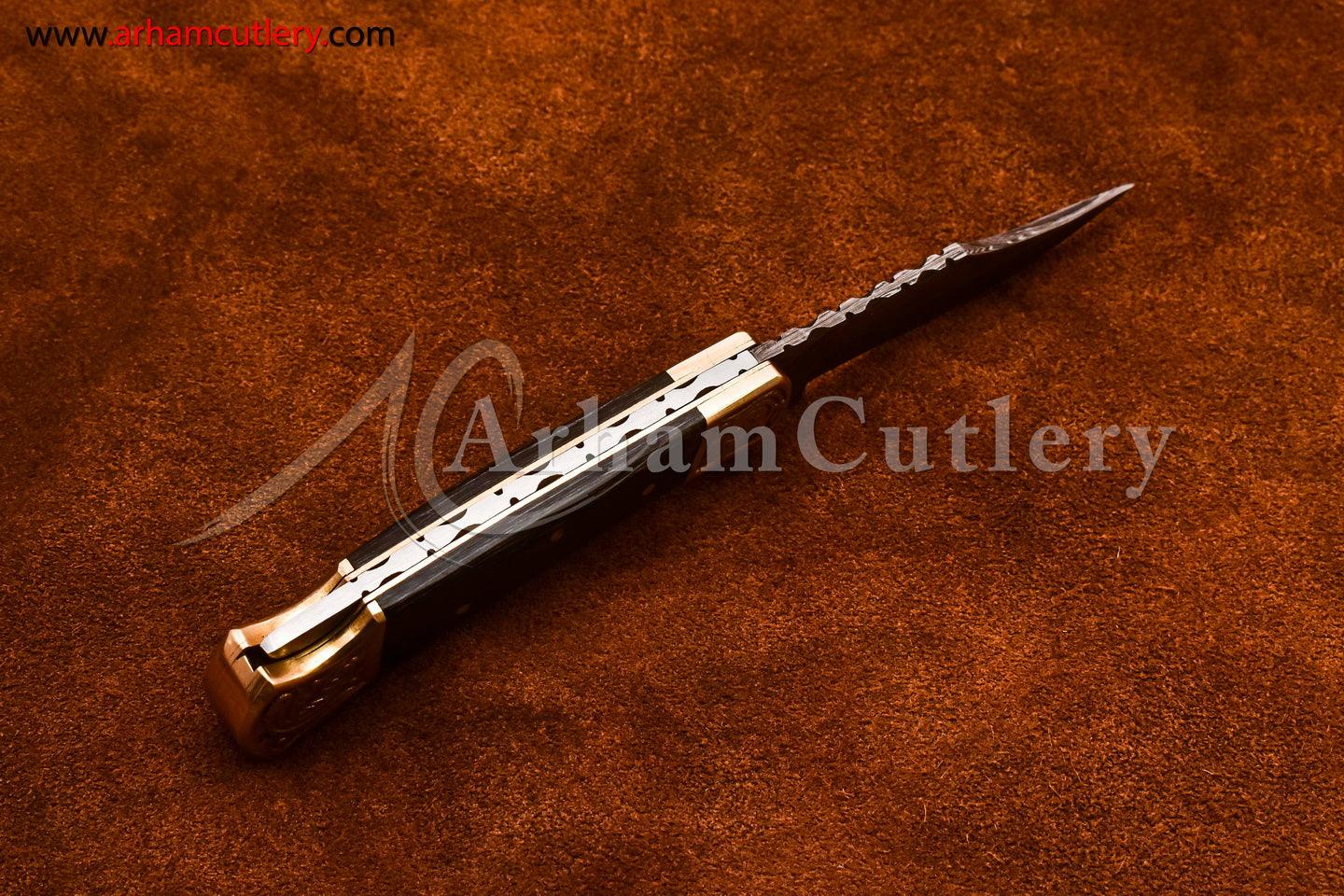 Custom Handmade Damascus Steel Blade, Back Lock, Folding Knife by Arham Cutlery | A-61 - Arham Cutlery