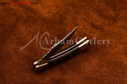 Custom Handmade Damascus Steel Blade, Back Lock, Folding Knife by Arham Cutlery | A-61 - Arham Cutlery