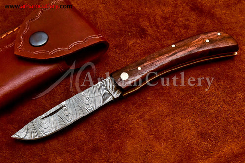 Custom Handmade Damascus Steel Blade, Folding Knife by Arham Cutlery | A-07 - Arham Cutlery