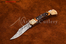 Cargar imagen en el visor de la galería, Custom Handmade Damascus Steel Blade, Back Lock, Folding Knife by Arham Cutlery | A-63 - Arham Cutlery
