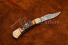 Cargar imagen en el visor de la galería, Custom Handmade Damascus Steel Blade, Back Lock, Folding Knife by Arham Cutlery | A-63 - Arham Cutlery
