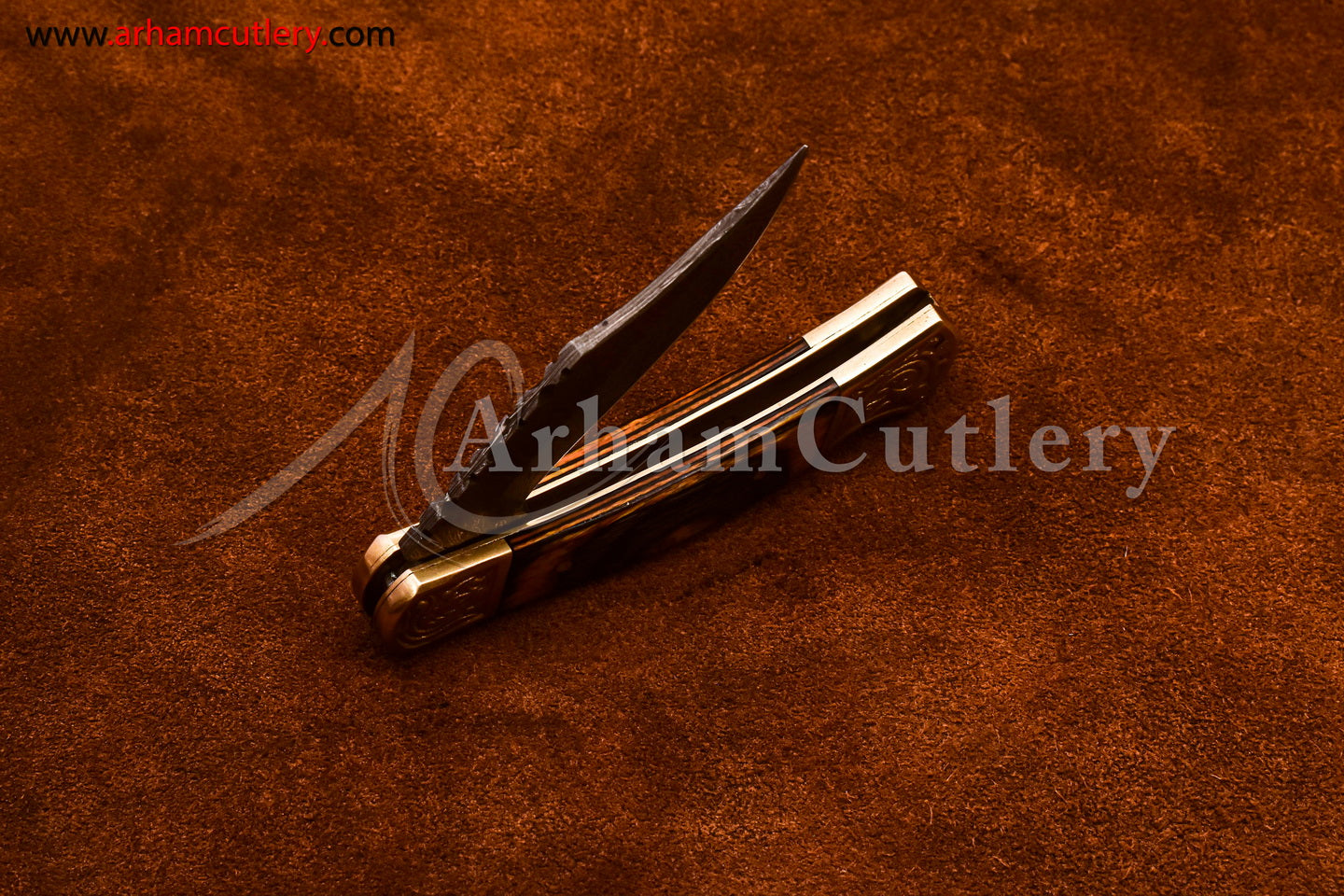 Custom Handmade Damascus Steel Blade, Back Lock, Folding Knife by Arham Cutlery | A-63 - Arham Cutlery