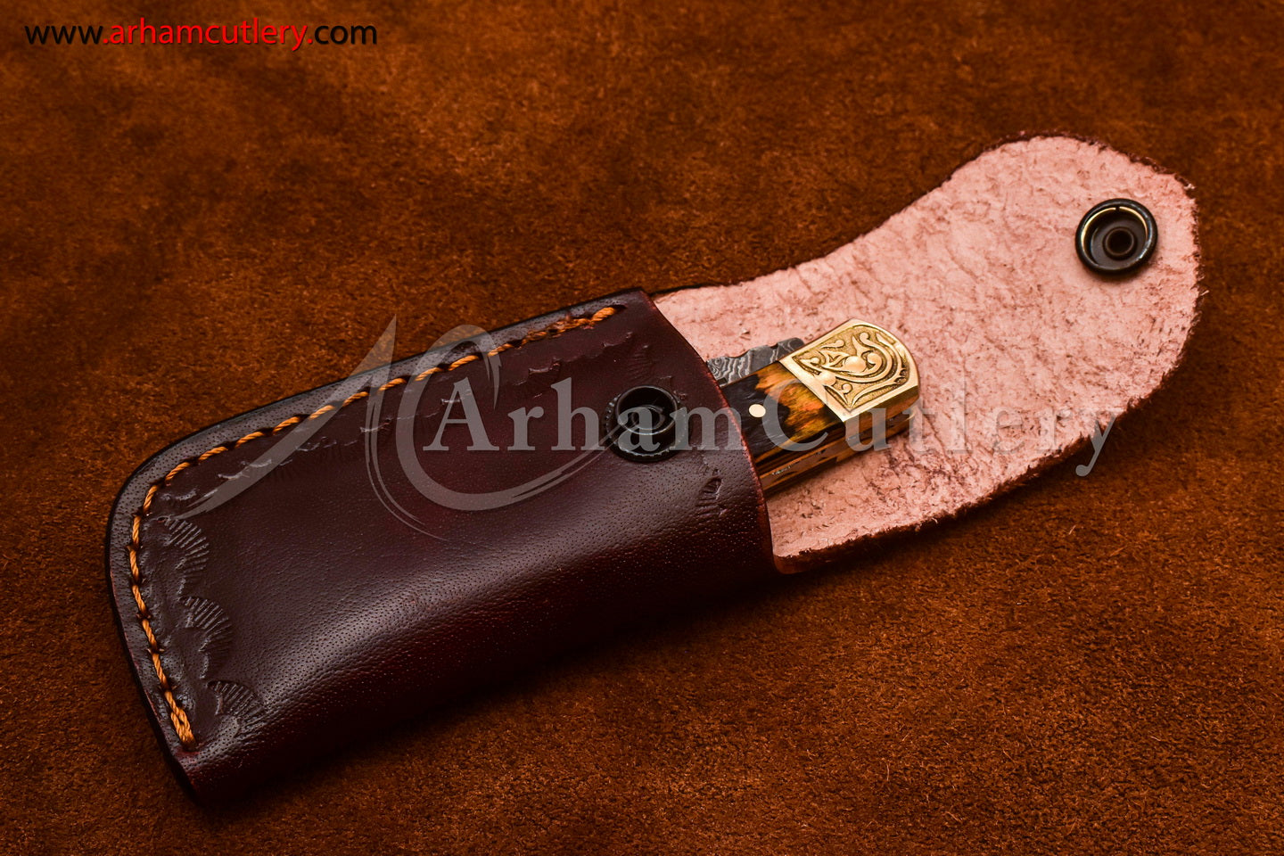Custom Handmade Damascus Steel Blade, Back Lock, Folding Knife by Arham Cutlery | A-63 - Arham Cutlery