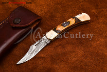 Cargar imagen en el visor de la galería, Custom Handmade Damascus Steel Blade, Back Lock, Folding Knife by Arham Cutlery | A-53 - Arham Cutlery
