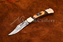 Cargar imagen en el visor de la galería, Custom Handmade Damascus Steel Blade, Back Lock, Folding Knife by Arham Cutlery | A-53 - Arham Cutlery
