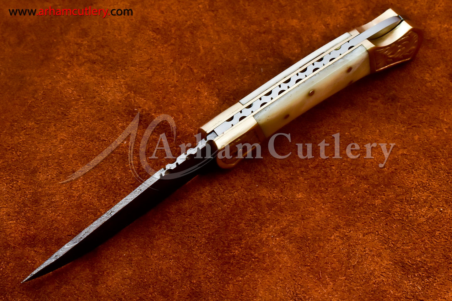 Custom Handmade Damascus Steel Blade, Back Lock, Folding Knife by Arham Cutlery | A-31 - Arham Cutlery