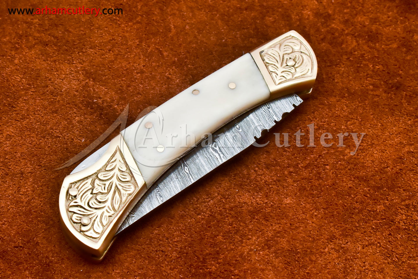 Custom Handmade Damascus Steel Blade, Back Lock, Folding Knife by Arham Cutlery | A-31 - Arham Cutlery