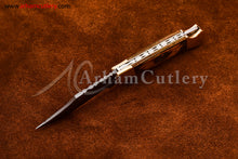 Cargar imagen en el visor de la galería, Custom Handmade Damascus Steel Blade, Back Lock, Folding Knife by Arham Cutlery | A-53 - Arham Cutlery
