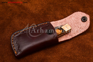Custom Handmade Damascus Steel Blade, Back Lock, Folding Knife by Arham Cutlery | A-53 - Arham Cutlery