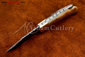 Custom Handmade Damascus Steel Blade, Back Lock, Folding Knife by Arham Cutlery | A-01 - Arham Cutlery