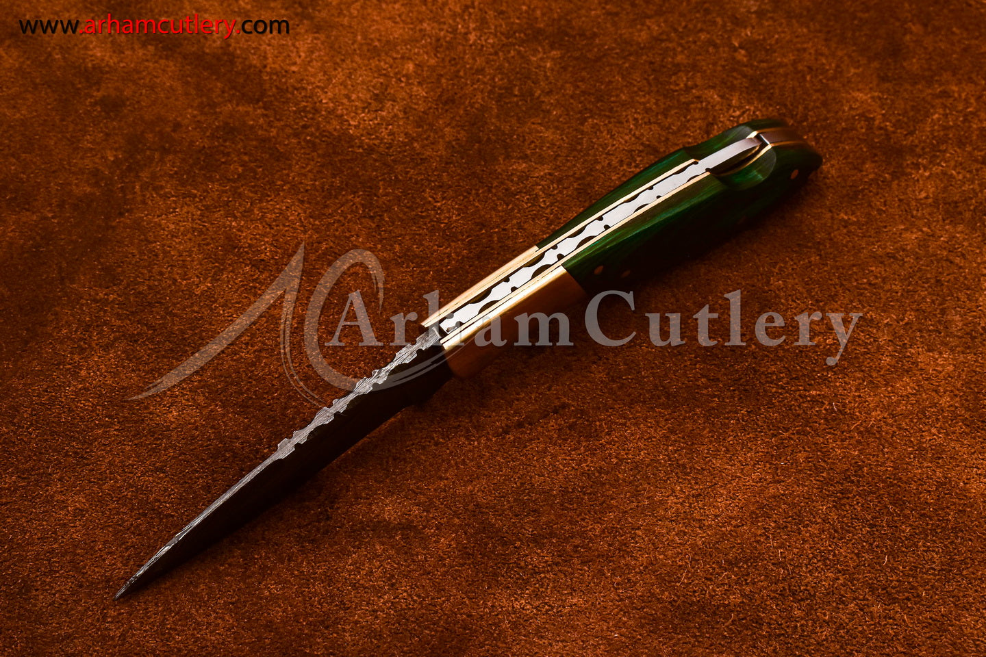 Custom Handmade Damascus Steel Blade, Back Lock, Folding Knife by Arham Cutlery | A-52 - Arham Cutlery