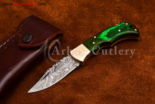 Cargar imagen en el visor de la galería, Custom Handmade Damascus Steel Blade, Back Lock, Folding Knife by Arham Cutlery | A-62 - Arham Cutlery
