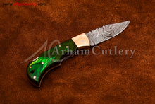 Cargar imagen en el visor de la galería, Custom Handmade Damascus Steel Blade, Back Lock, Folding Knife by Arham Cutlery | A-62 - Arham Cutlery
